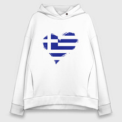 Толстовка оверсайз женская Сердце - Греция, цвет: белый
