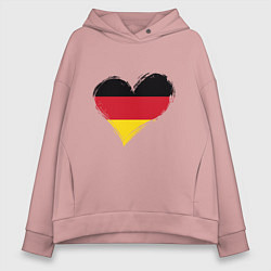 Толстовка оверсайз женская Сердце - Германия, цвет: пыльно-розовый