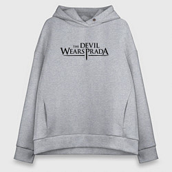 Толстовка оверсайз женская Devil wears prada logo, цвет: меланж