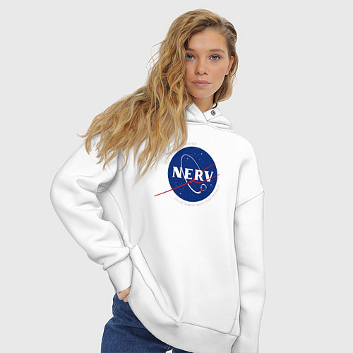 Женское худи оверсайз NASA NERV / Белый – фото 3