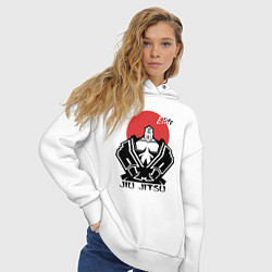 Толстовка оверсайз женская Jiu Jitsu red sun logo, цвет: белый — фото 2