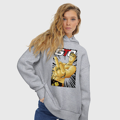 Женское худи оверсайз Onizuka fuck / Меланж – фото 3