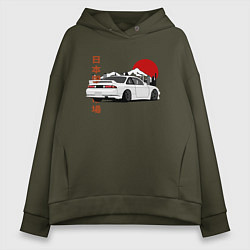 Толстовка оверсайз женская Nissan Silvia S14 Sr20 Japan Car, цвет: хаки