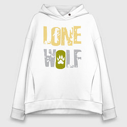 Толстовка оверсайз женская Lone Wolf - одинокий волк, цвет: белый