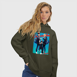 Толстовка оверсайз женская Chainsaw man part 2, цвет: хаки — фото 2