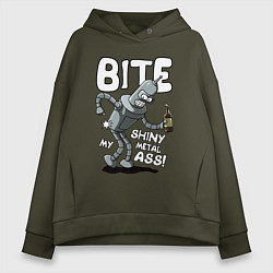 Толстовка оверсайз женская Bender - Bite my ass, цвет: хаки