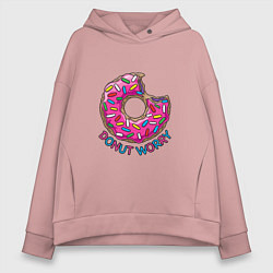 Толстовка оверсайз женская Donut - Worry, цвет: пыльно-розовый