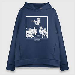 Толстовка оверсайз женская Makima and dogs - Chainsaw man, цвет: тёмно-синий