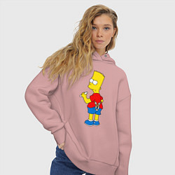 Толстовка оверсайз женская Хулиган Барт Симпсон, цвет: пыльно-розовый — фото 2