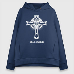 Толстовка оверсайз женская Black sabbath крест, цвет: тёмно-синий