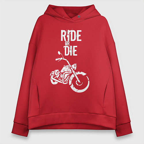 Женское худи оверсайз Ride or Die винтаж / Красный – фото 1