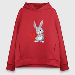 Толстовка оверсайз женская Влюблённый кролик, цвет: красный