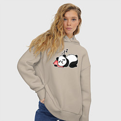 Толстовка оверсайз женская Дрыхнущая панда, цвет: миндальный — фото 2