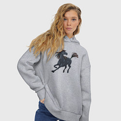 Толстовка оверсайз женская Лошадь мустанг, цвет: меланж — фото 2