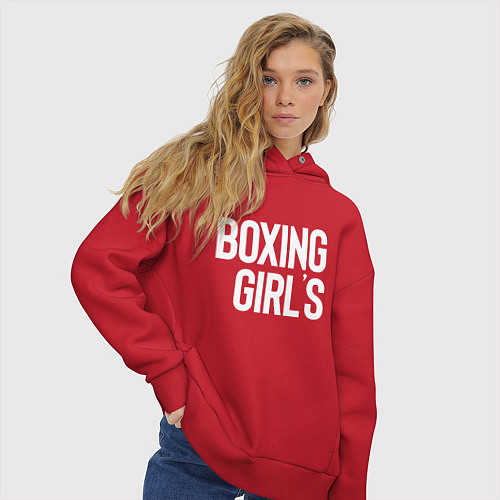 Женское худи оверсайз Boxing girls / Красный – фото 3