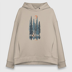 Толстовка оверсайз женская Лисьи Деревья, цвет: миндальный