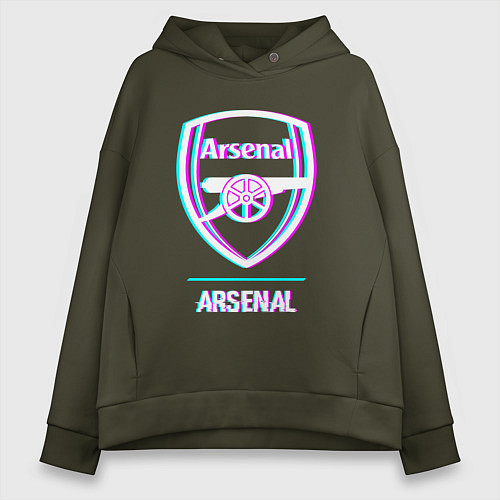 Женское худи оверсайз Arsenal FC в стиле glitch / Хаки – фото 1