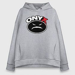 Толстовка оверсайз женская Onyx - black logo, цвет: меланж