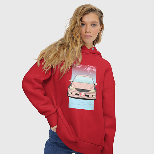Женское худи оверсайз Toyota Altezza stance / Красный – фото 3