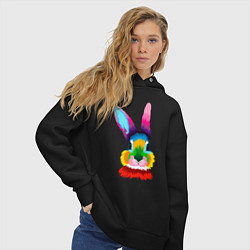 Толстовка оверсайз женская Радужный кролик, цвет: черный — фото 2