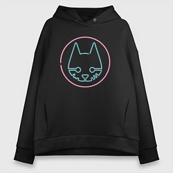 Толстовка оверсайз женская Stray logo neon, цвет: черный