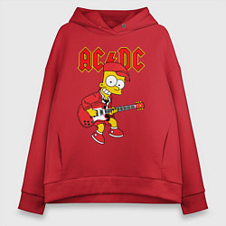 Толстовка оверсайз женская AC DC Барт Симпсон, цвет: красный