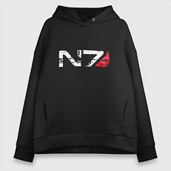 Толстовка оверсайз женская Mass Effect N7 - Logotype, цвет: черный