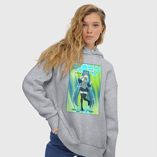 Женское худи оверсайз Хацунэ Мику / Меланж – фото 3
