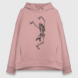 Толстовка оверсайз женская Скелет и балет, цвет: пыльно-розовый