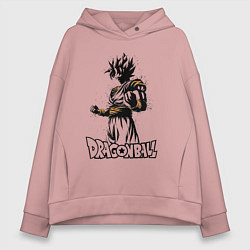 Толстовка оверсайз женская Dragon Ball - Goku Son - Герой, цвет: пыльно-розовый