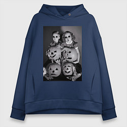 Толстовка оверсайз женская Криповые детки хэллоуин, цвет: тёмно-синий
