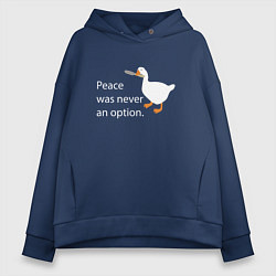 Толстовка оверсайз женская Peace was never an option!, цвет: тёмно-синий