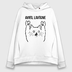 Толстовка оверсайз женская Avril Lavigne - rock cat, цвет: белый