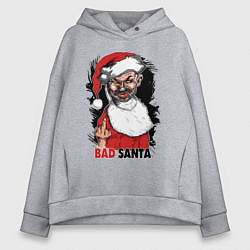 Толстовка оверсайз женская Bad Santa, fuck you, цвет: меланж