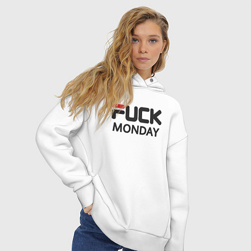 Женское худи оверсайз Fuck monday, anti-brand, fila / Белый – фото 3