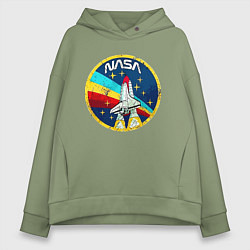 Толстовка оверсайз женская NASA - emblem - USA, цвет: авокадо