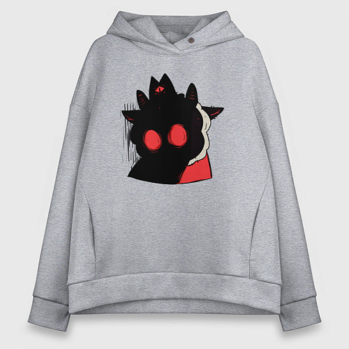 Женское худи оверсайз Cult of the Lamb - Овечка в испуге / Меланж – фото 1