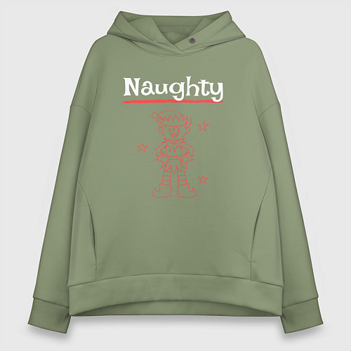Женское худи оверсайз Naughty elf / Авокадо – фото 1