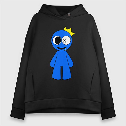 Женское худи оверсайз Радужные друзья Синий улыбается / Черный – фото 1