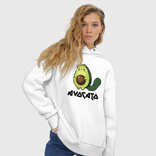 Женское худи оверсайз Avocado - AvoCATo - Joke / Белый – фото 3