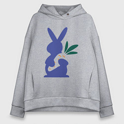 Толстовка оверсайз женская Синий кролик, цвет: меланж