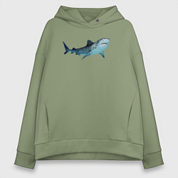 Толстовка оверсайз женская Realistic shark, цвет: авокадо