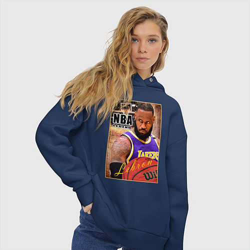 Женское худи оверсайз NBA легенды Леброн Джеймс / Тёмно-синий – фото 3