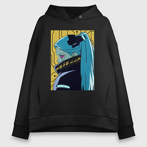 Женское худи оверсайз Киберпанк Ребекка / Черный – фото 1