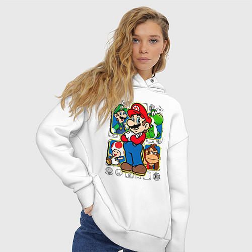 Женское худи оверсайз Супер Марио / Белый – фото 3