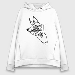 Толстовка оверсайз женская Аки человек бензопила лайн арт, цвет: белый