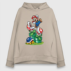 Толстовка оверсайз женская Ретро Марио, цвет: миндальный
