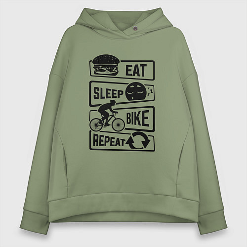 Женское худи оверсайз Eat sleep bike repeat art / Авокадо – фото 1