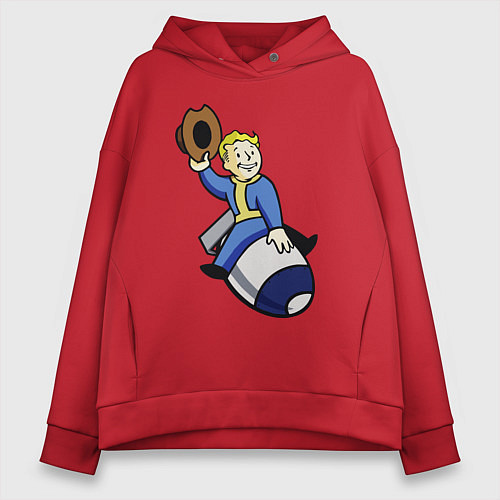 Женское худи оверсайз Vault boy - bomb rider / Красный – фото 1