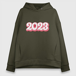 Толстовка оверсайз женская Love 2023, цвет: хаки
